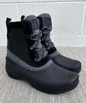 The North Face Shellista III Shorty Black Leather Boots Women's Size 8.5 US NEW